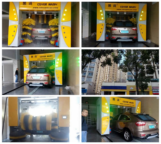 中國廣東省廣東增城區安裝升級版3017款凱沃龍門7刷往復式電腦洗車機現場